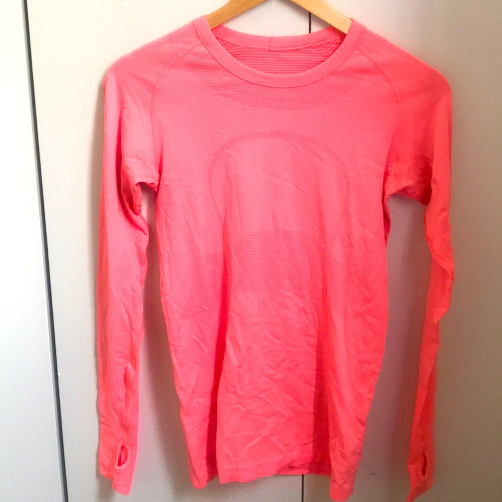 Coral Lululemon long sleeve running top